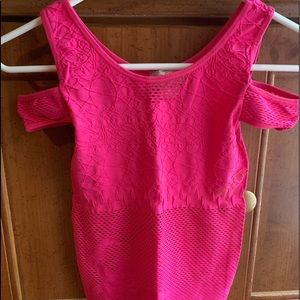 Pink open shoulder shirt